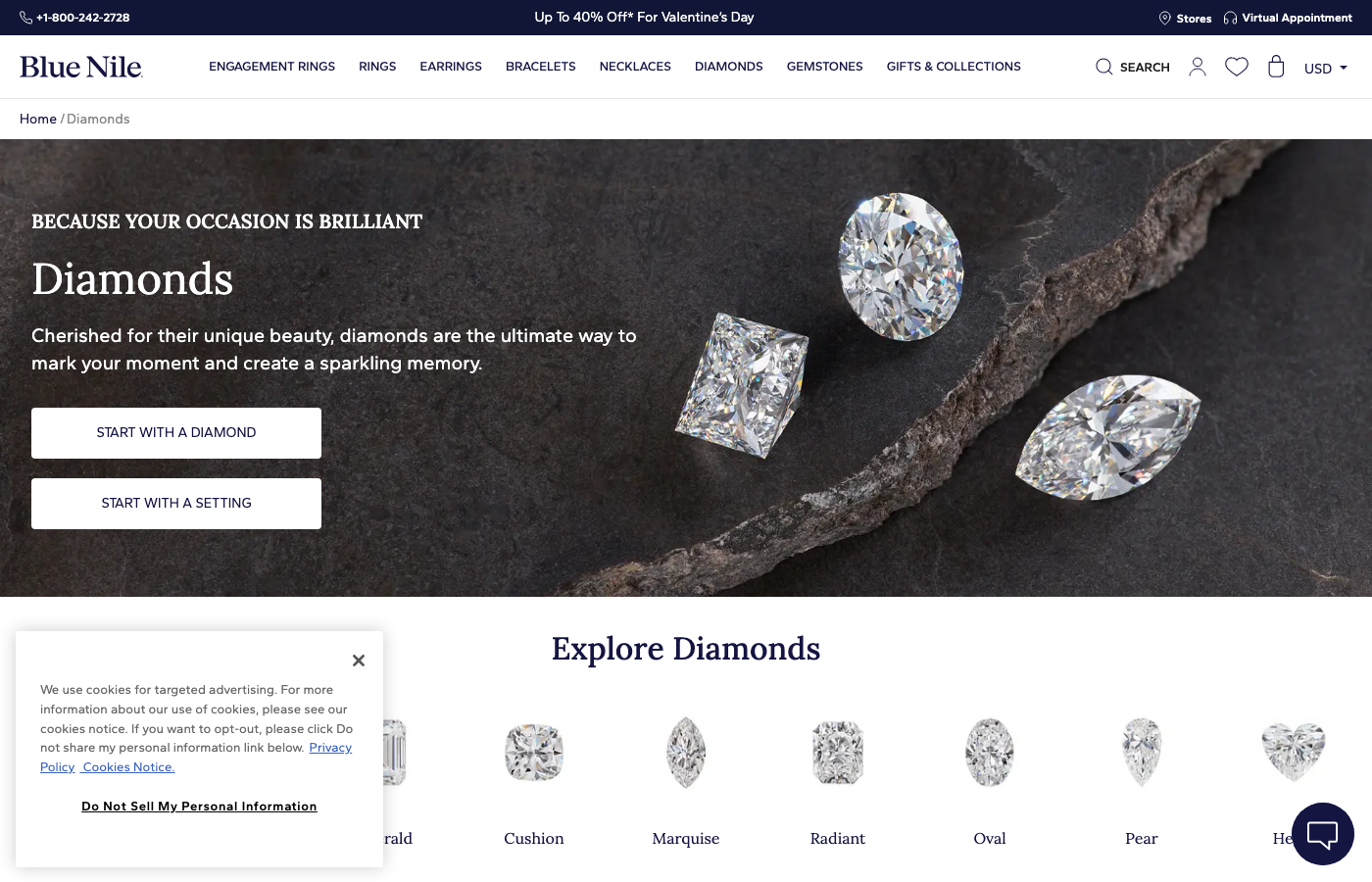Blue Nile Diamond Search