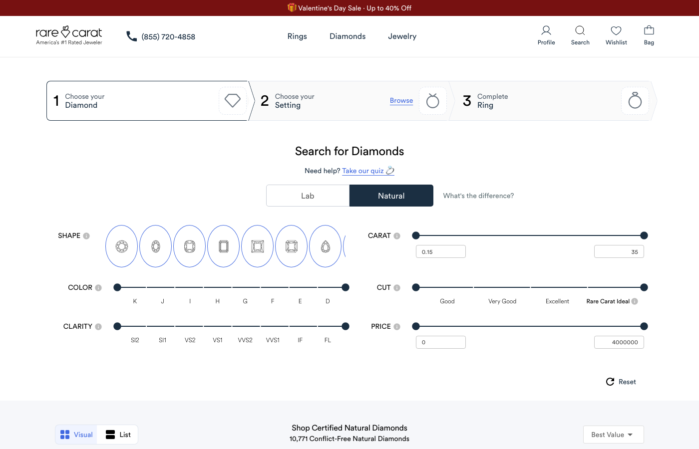 Rare Carat Diamond Search